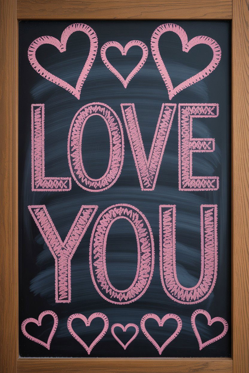 Valentines Day chalkboard art - 25 Valentine's Day Kitchen Decor Ideas