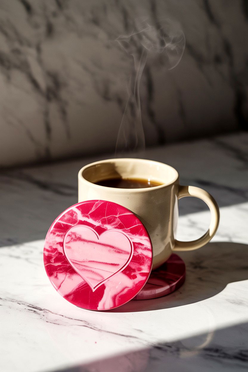 Valentines Day coffee coaster - 25 Valentine's Day Coffee Gift Basket Ideas