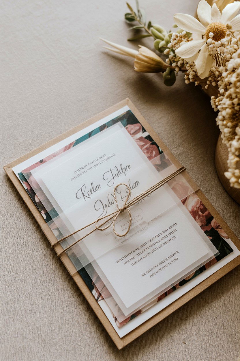 Vellum Wedding Invitation - 25 Valentine's Day Wedding Invitation Ideas