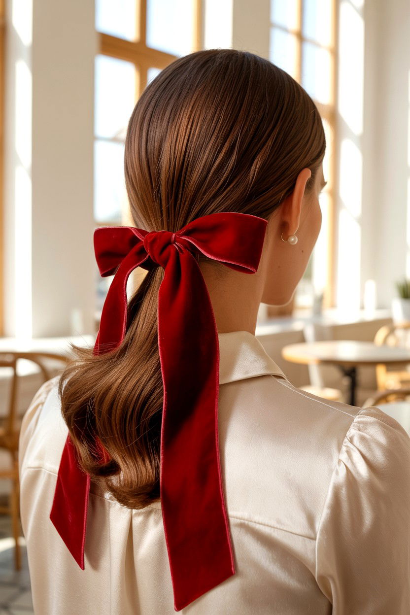 Velvet Bow - 25 Cute Valentine's Day Hair Ideas