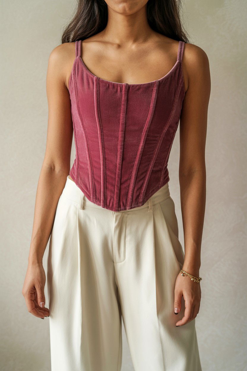 Velvet Corset Top - 25 Valentine's Day Velvet Outfit Ideas
