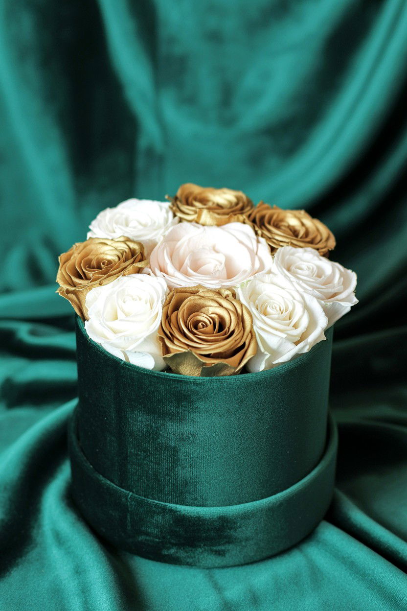 Velvet Flower Box - 25 Valentine's Day Preserved Flower Ideas