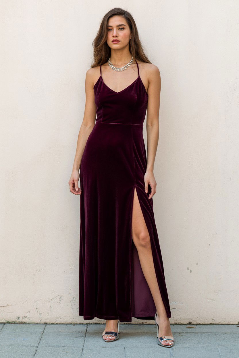 Velvet Maxi Dress - 25 Valentine's Day Velvet Outfit Ideas