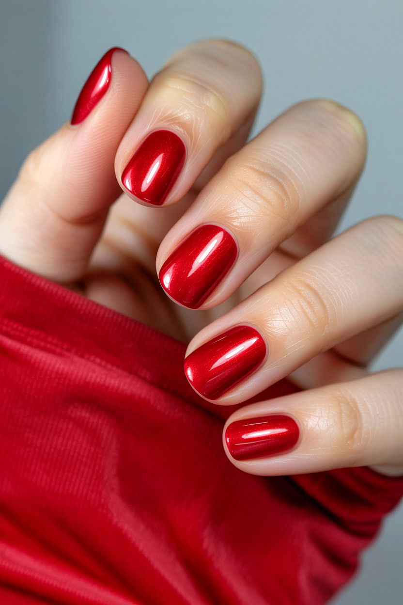 Velvet Red Nails - 25 Valentine's Day Nail Art Ideas