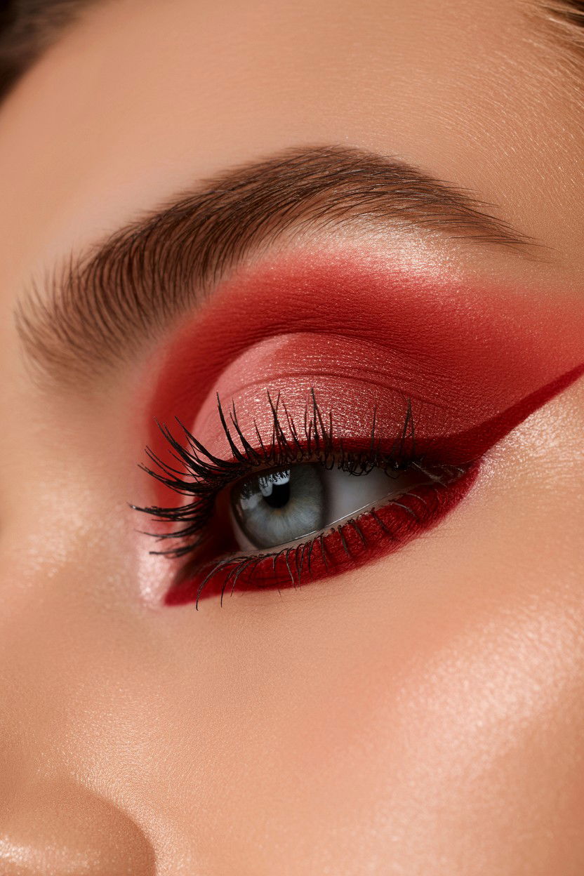 Velvet Red Shadow - 25 Valentine's Day Eyeshadow Ideas