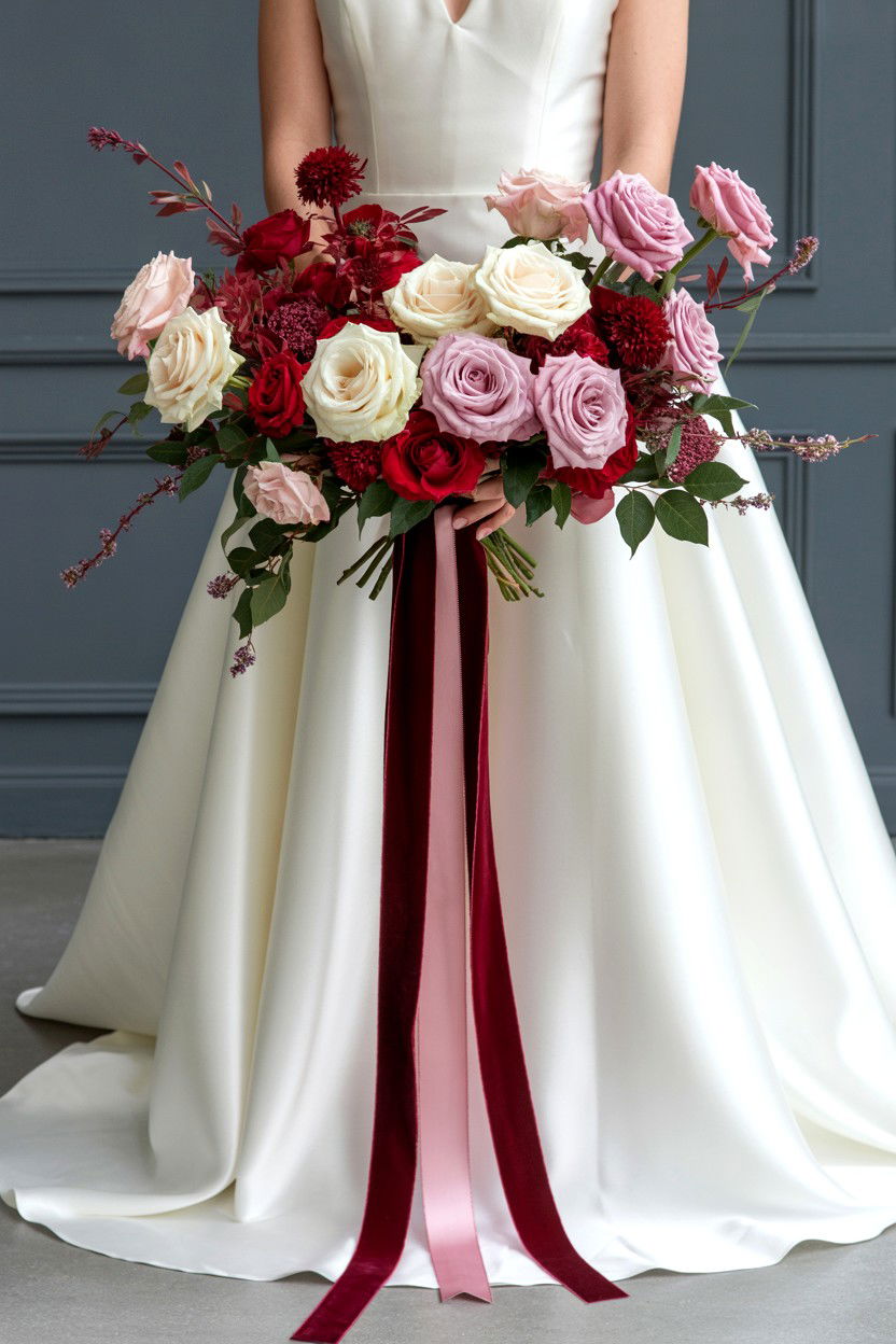 Velvet Ribbon Bouquet - 25 Valentine's Day Wedding Flower Ideas