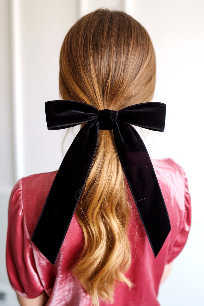Velvet Ribbon Ponytail - 25 Valentine's Day Hair Tutorials