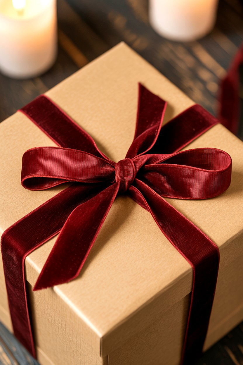 Velvet Ribbon Tie - 25 Valentine's Day Kraft Paper Wrap Ideas