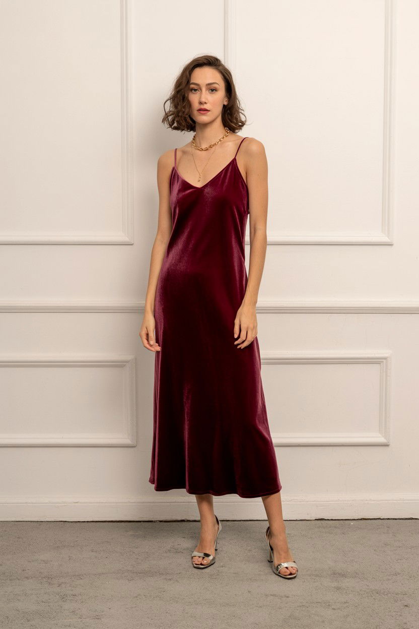 Velvet Slip Dress - 25 Valentine's Day Velvet Outfit Ideas
