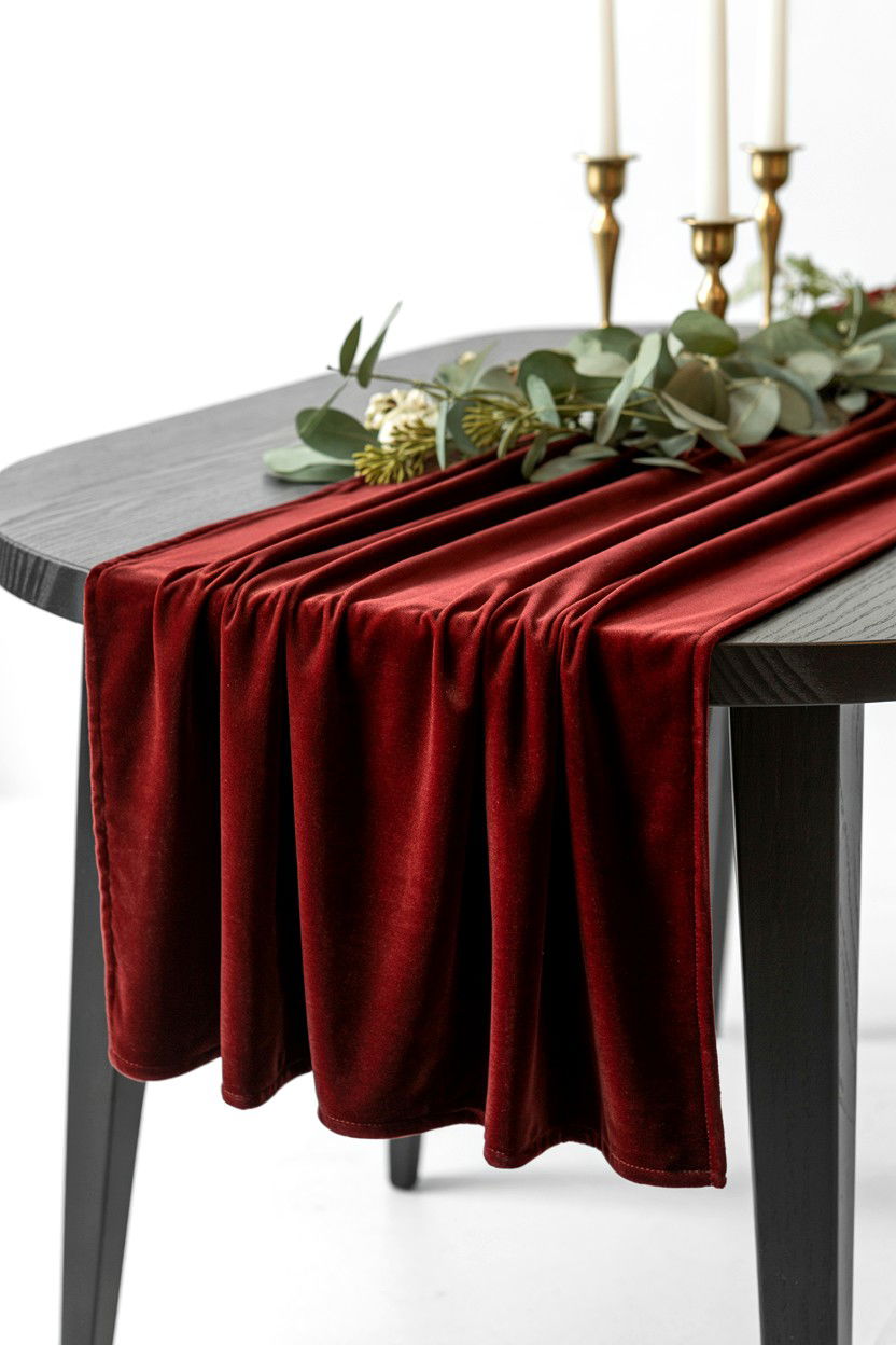 Velvet Table Runner - 25 Modern Valentine's Day Table Ideas