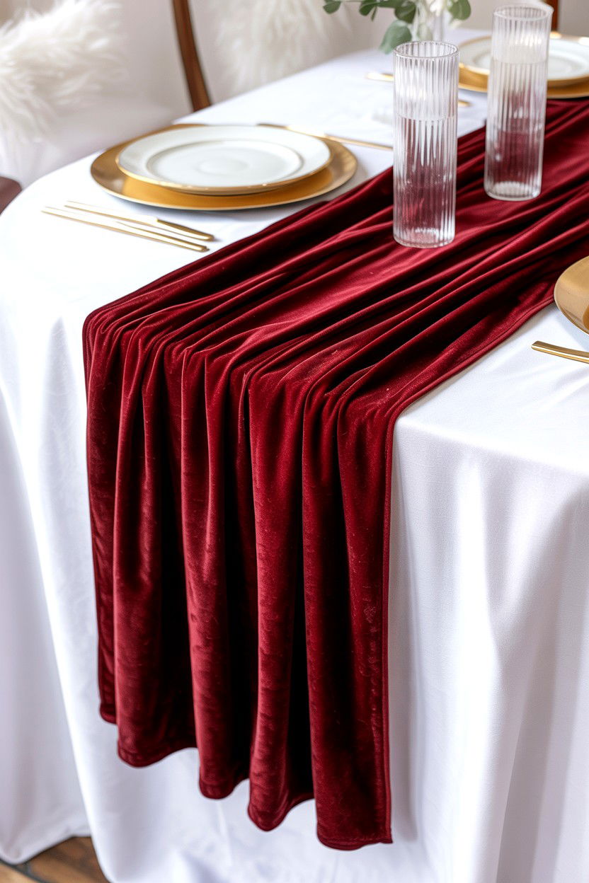 Velvet Table Runner - 25 Valentine's Day Dinner Party Ideas