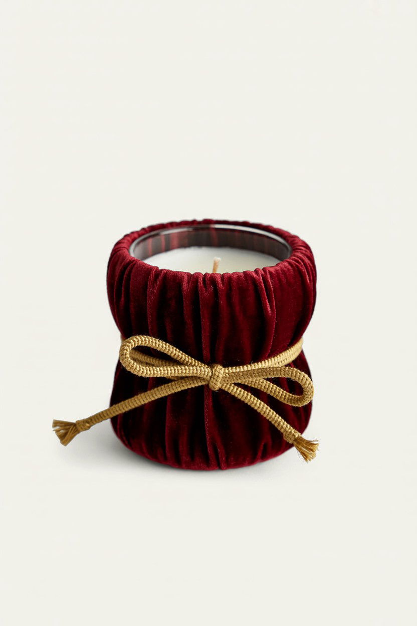 Velvet Wrapped Candle Holder - 25 Valentine's Day Candle Holder Ideas