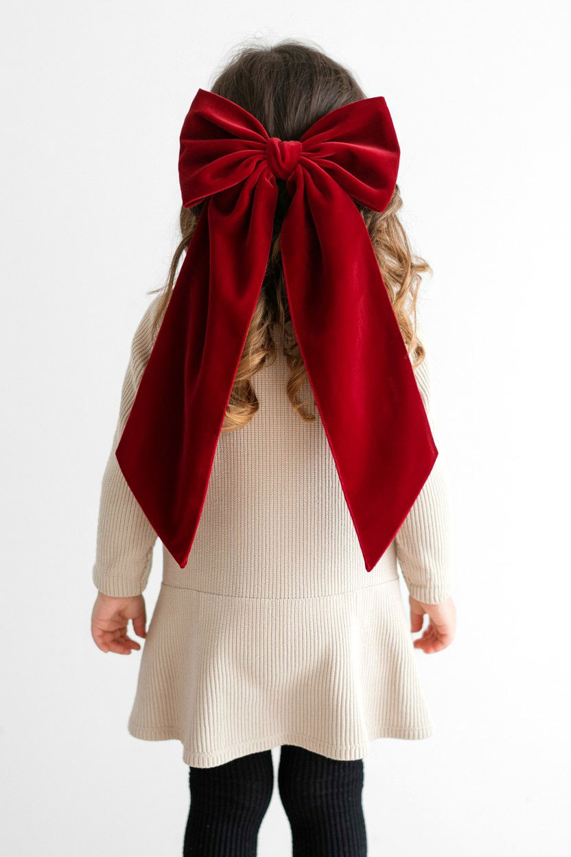 Velvet bow hair clip outfit - 25 Valentine's Day Preppy Outfits