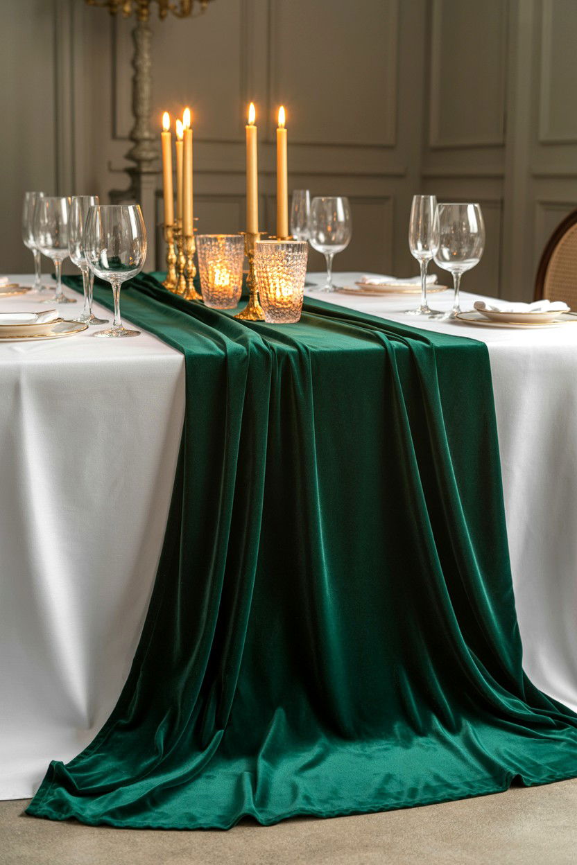 Velvet table runner - 25 Elegant Valentine's Day Table Ideas