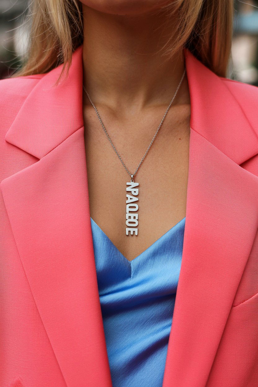Vertical Nameplate Necklace - 25 Valentine's Day Personalized Jewelry Ideas
