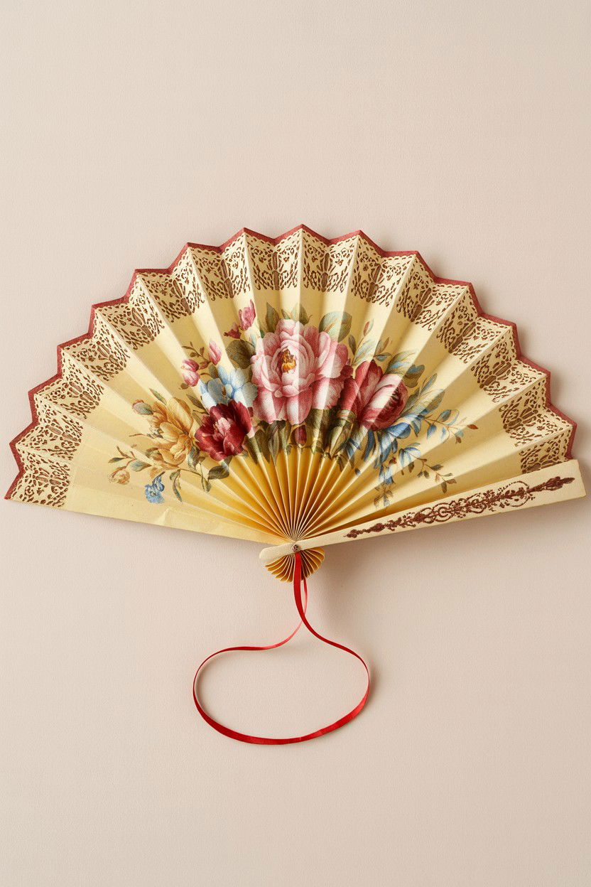 Victorian fan valentine - 25 Vintage Valentine's Day Card Ideas