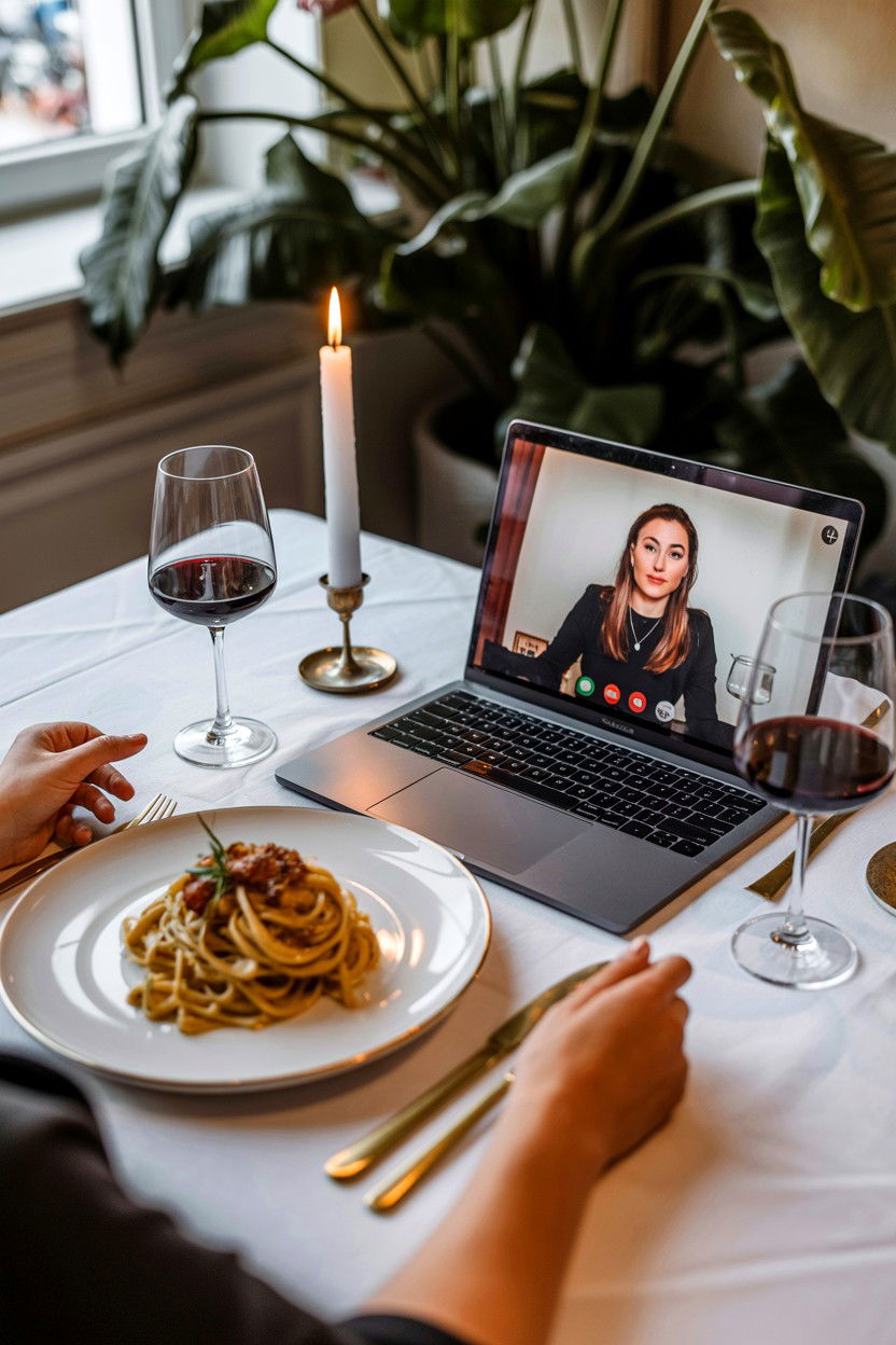 Video Call Dinner Date - 25 Long Distance Valentine's Day Countdown Ideas