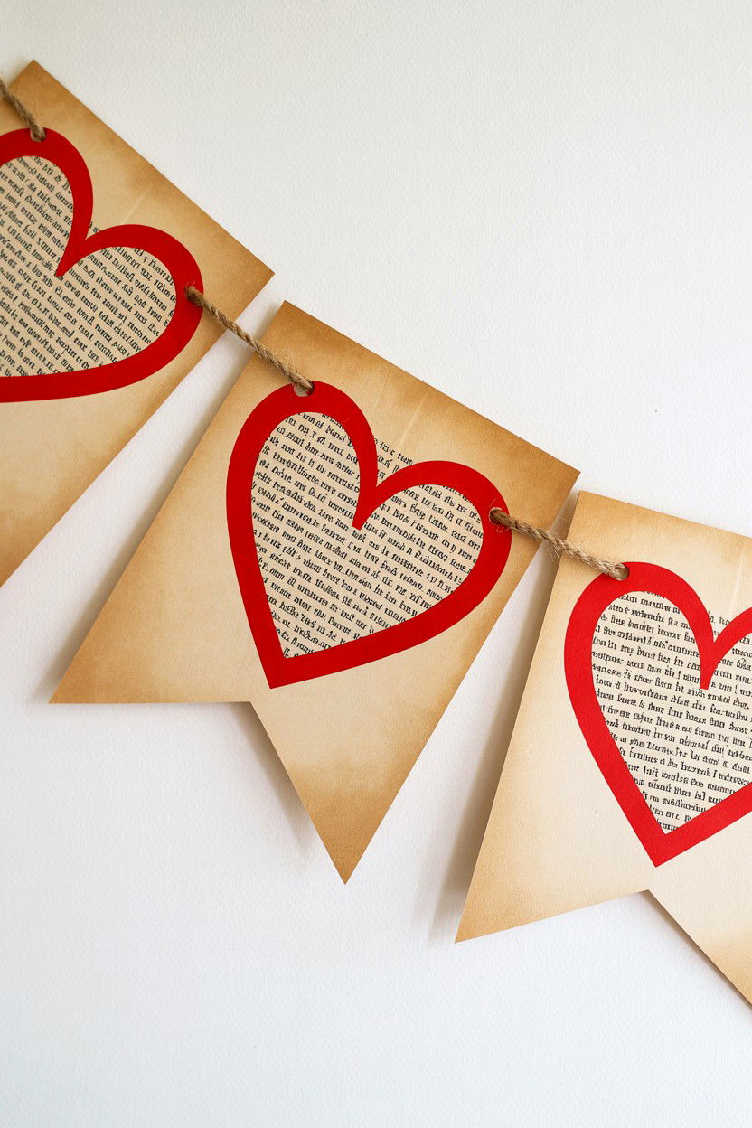 Vintage Book Page Banner - 25 Valentine's Day Banner Ideas