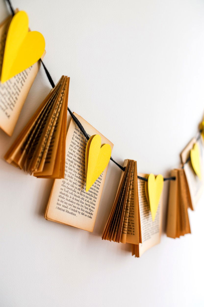 Vintage Book Page Garland - 25 Valentine's Day Garland Ideas