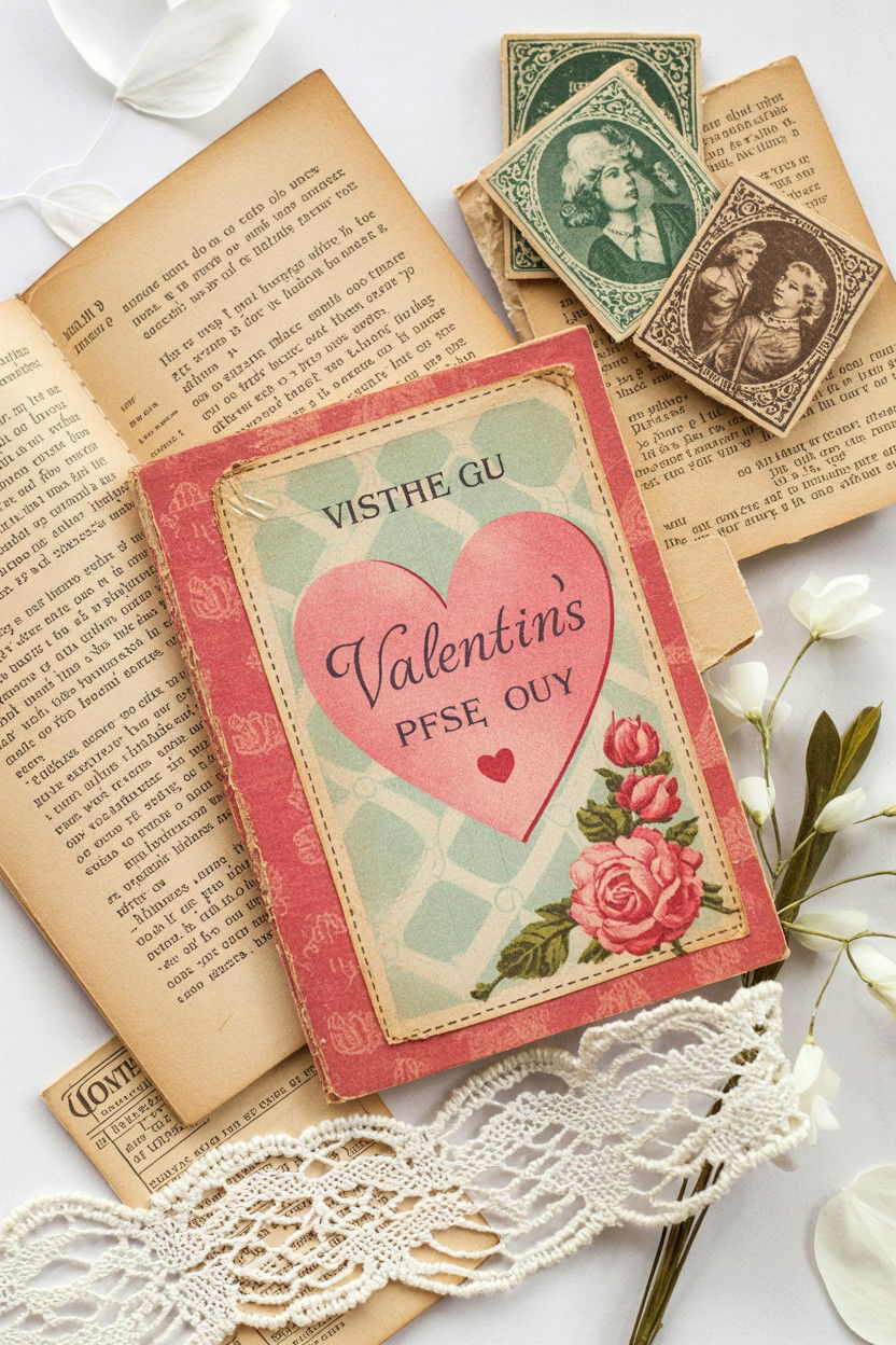 Vintage Ephemera Card - 25 Romantic Valentine's Day Card Ideas