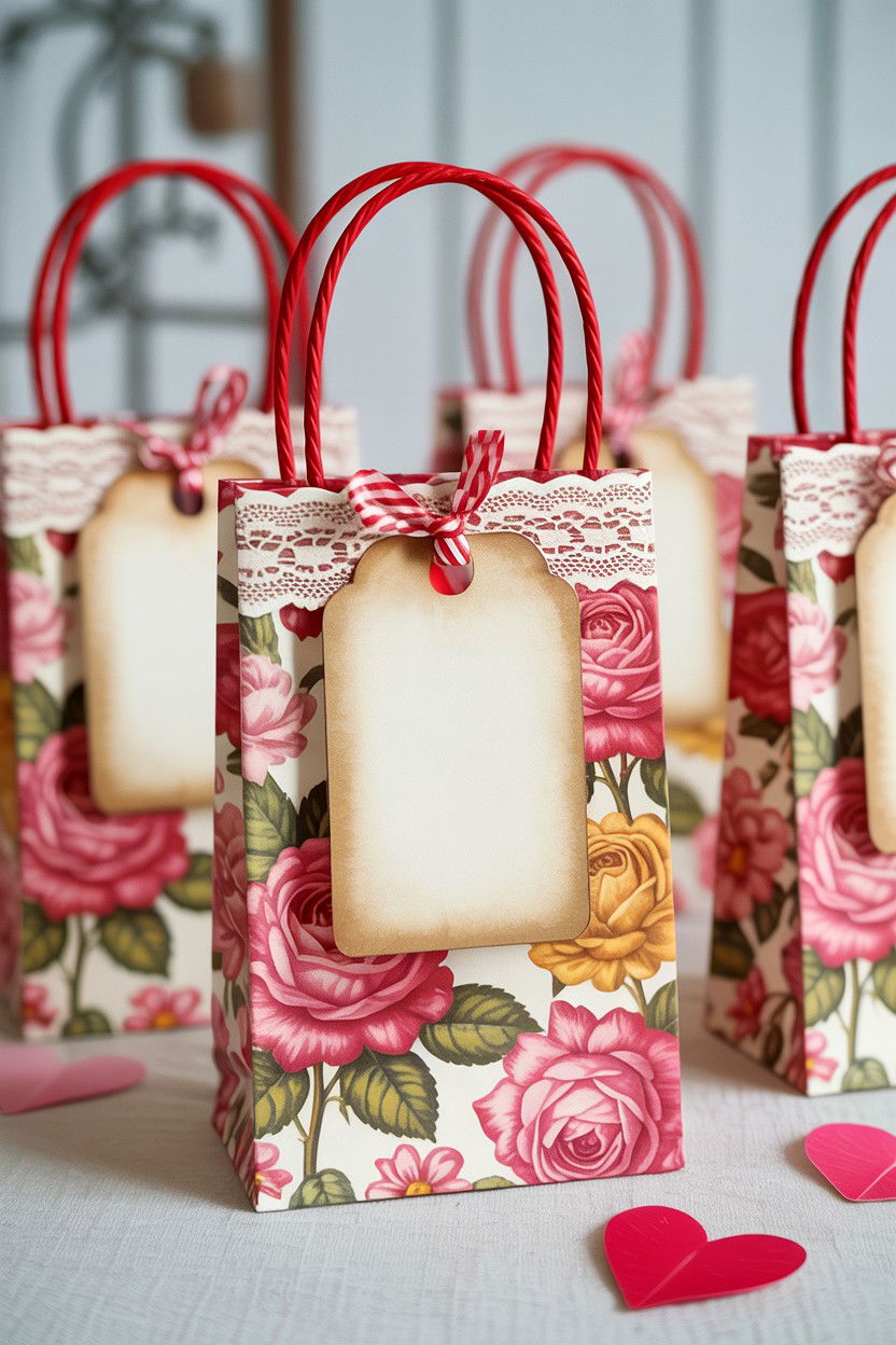 Vintage Floral Bags - 25 Valentine's Day Candy Bag Ideas