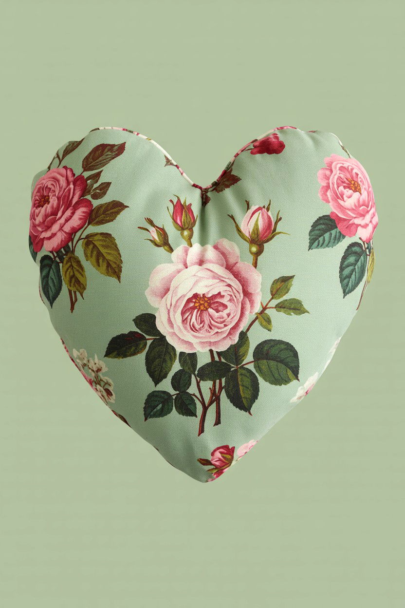 Vintage Floral Heart Pillow - 25 Valentine's Day Pillow Ideas