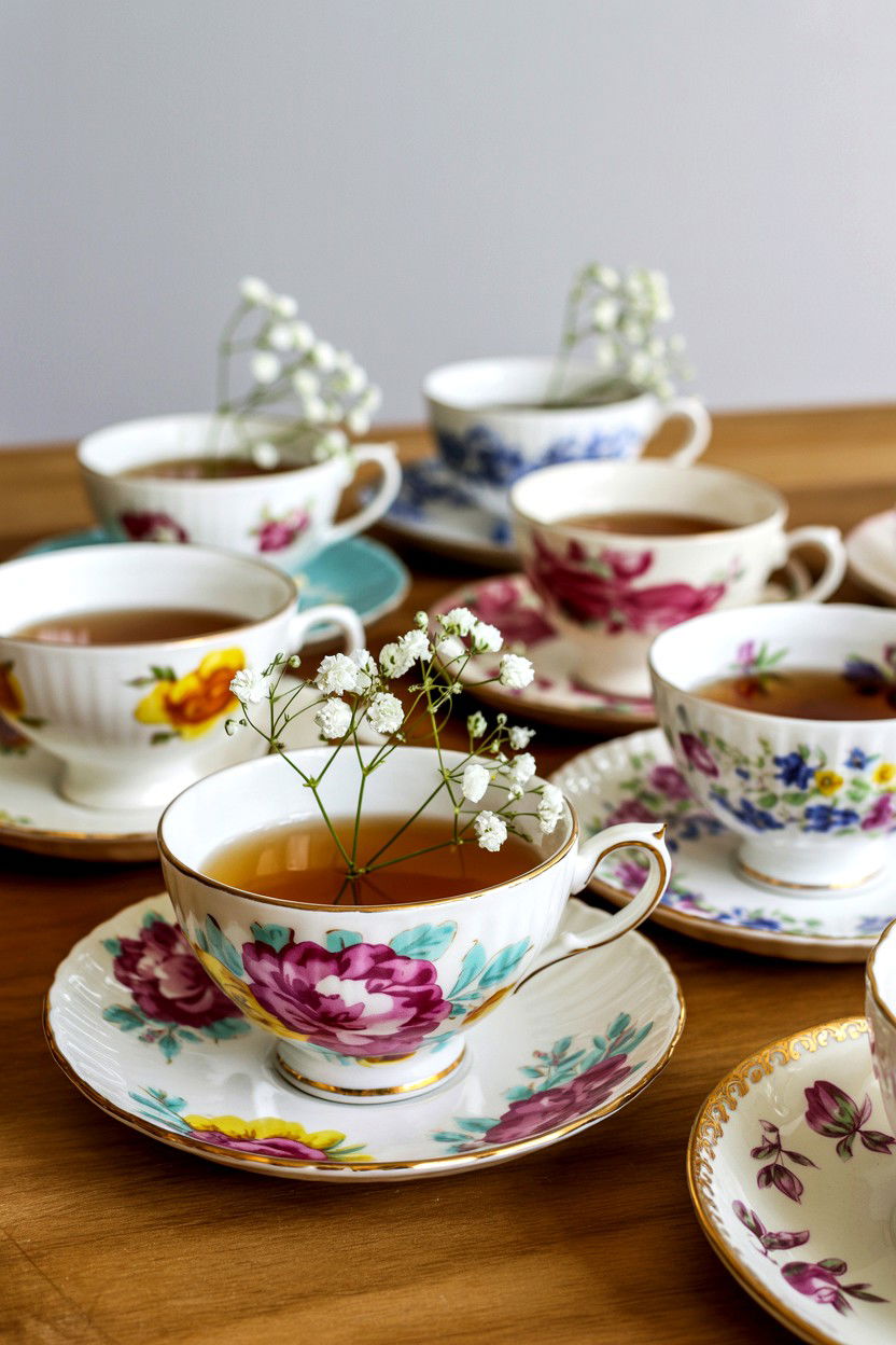 Vintage Floral Teacups - 25 Valentine's Day Tea Ideas