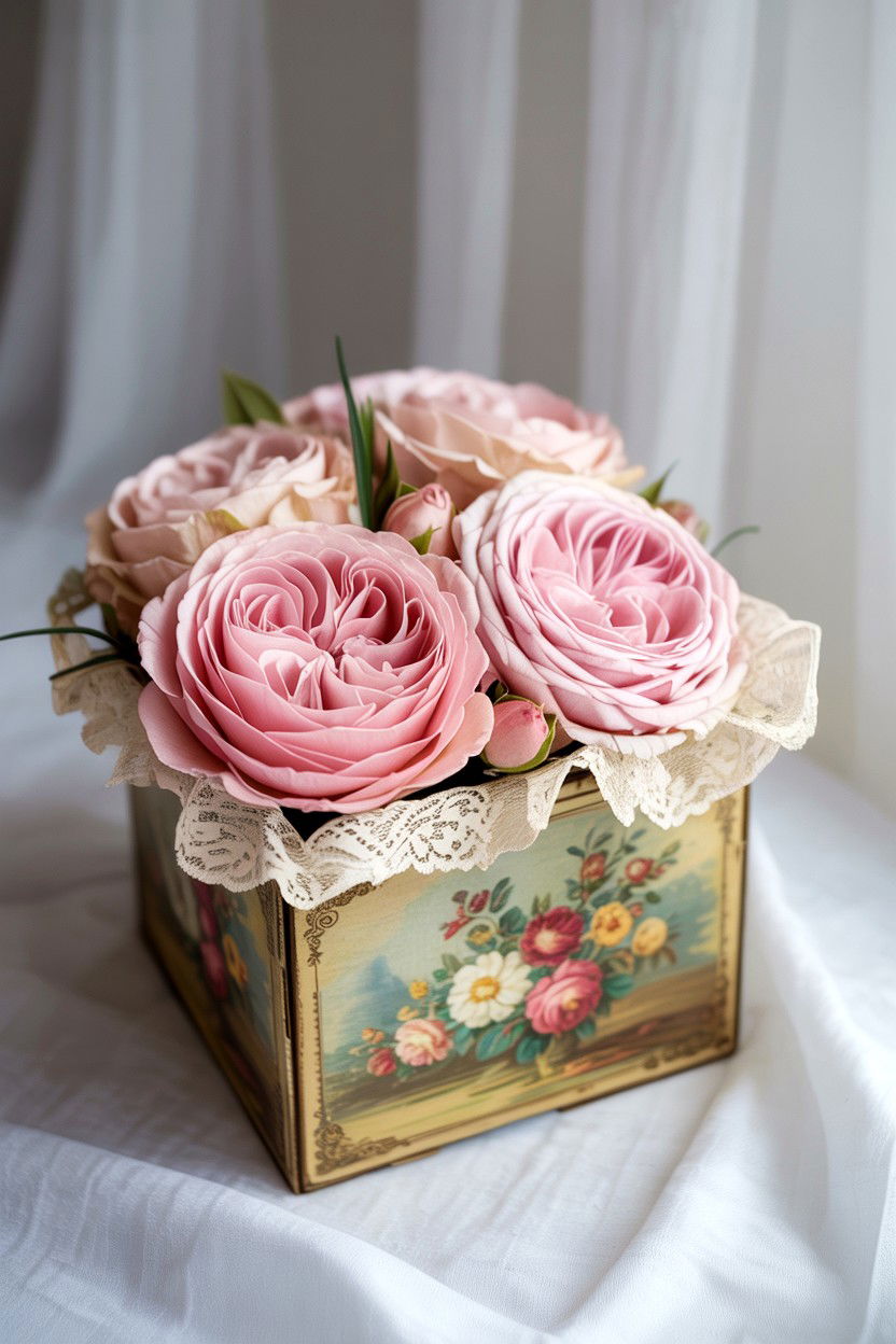 Vintage Flower Box - 25 Valentine's Day Flower Box Ideas