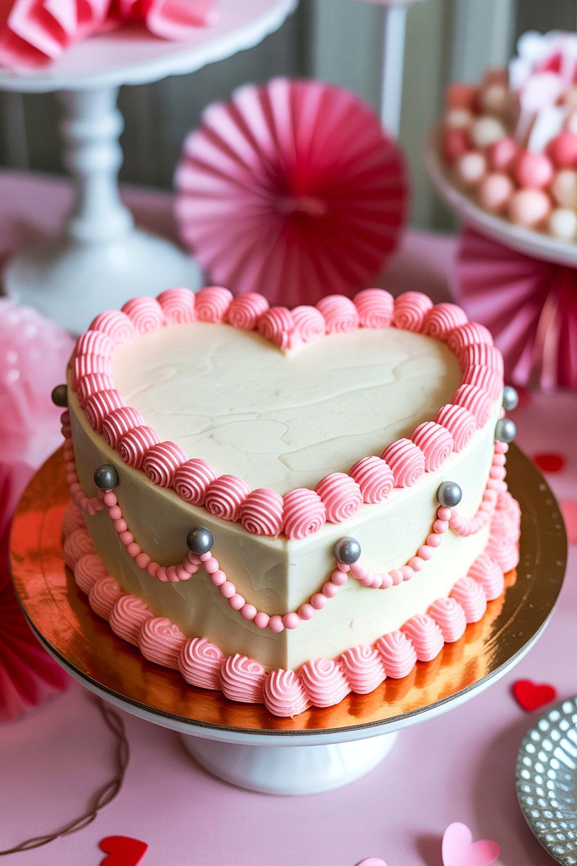 Vintage Heart Cake - 25 Valentine's Day Party Ideas