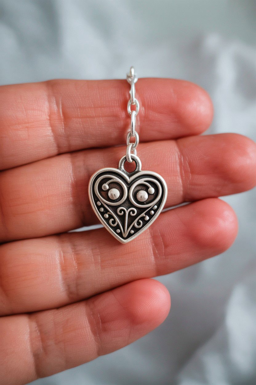 Vintage Heart Charm - 25 Valentine's Day Charm Bracelet Ideas