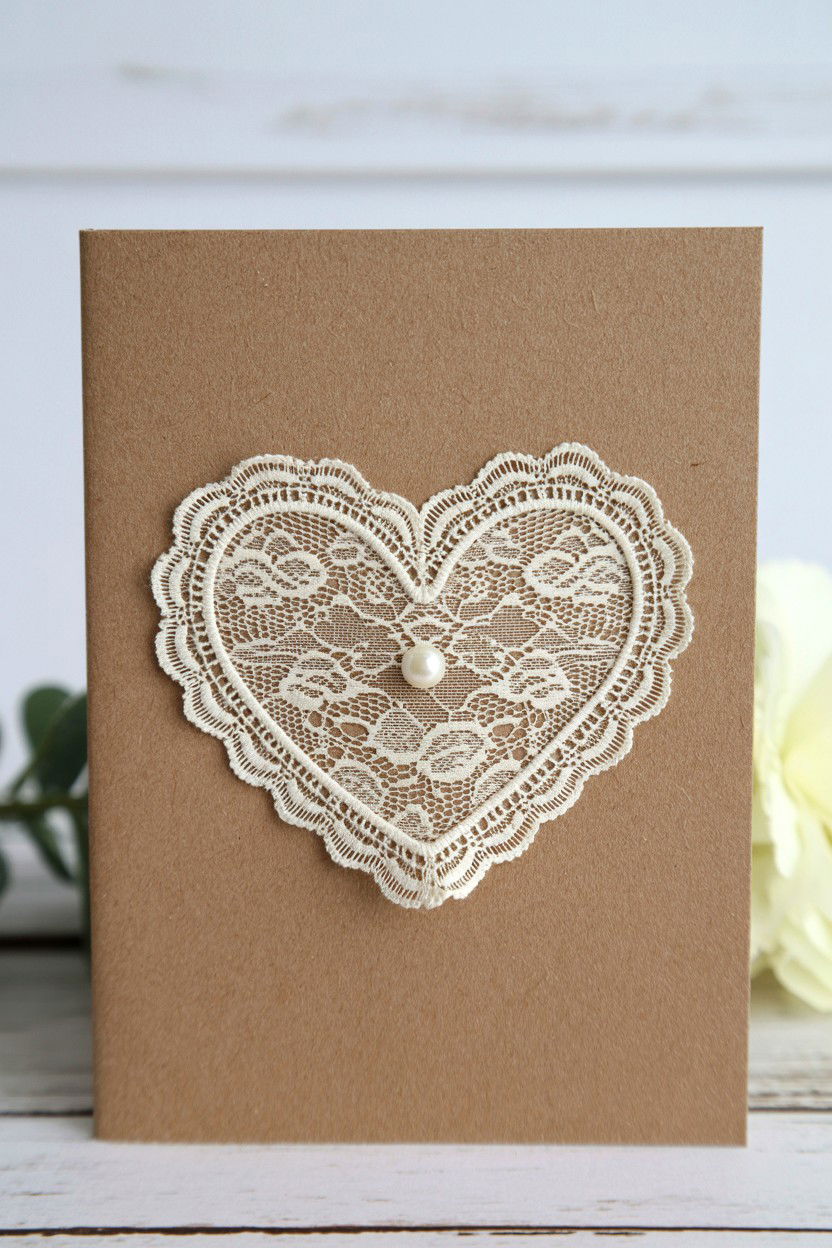 Vintage Lace Heart Card - 25 Heart Valentine's Day Card Ideas