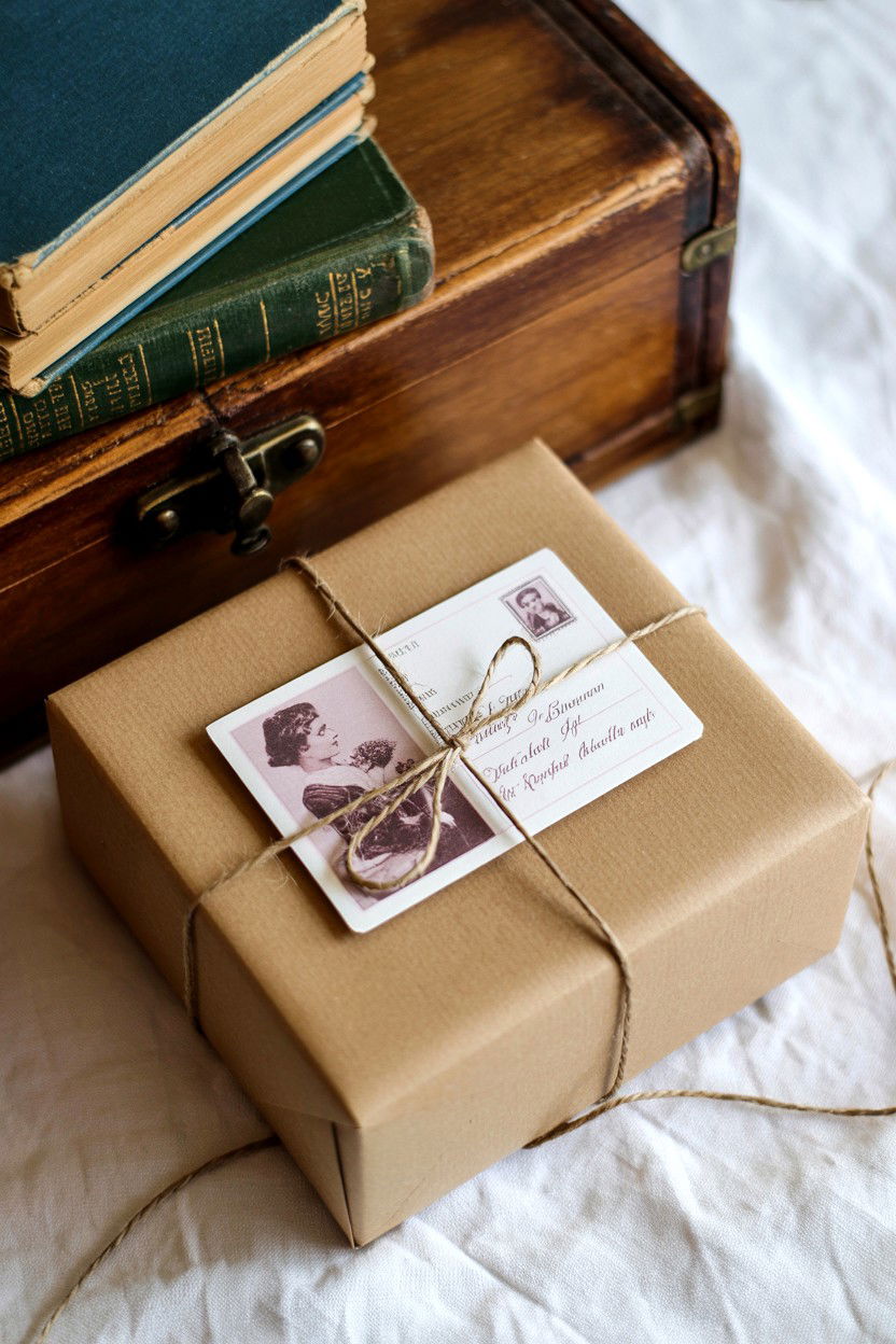 Vintage Postcard Attachment - 25 Valentine's Day Kraft Paper Wrap Ideas