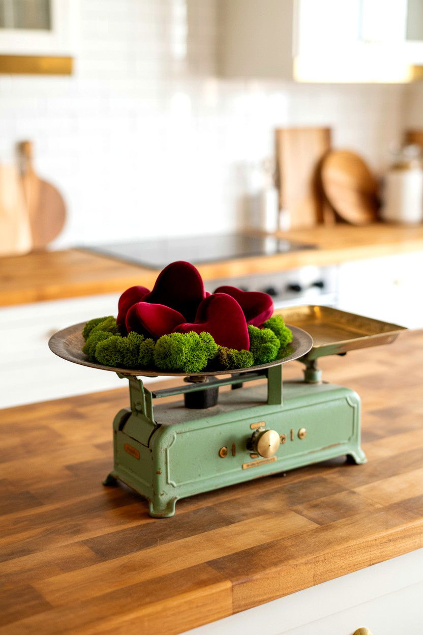 Vintage Scale Display - 25 Farmhouse Valentine's Day Decor Ideas