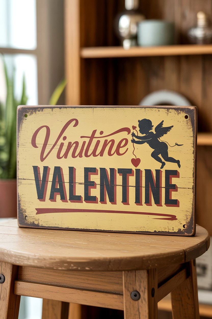 Vintage Style Valentine Sign - 25 Valentine's Day Wood Sign Ideas