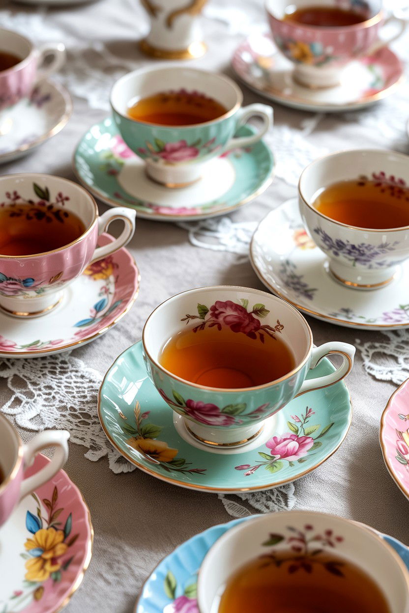Vintage Tea Cups - 25 Valentine's Day Tea Party Ideas