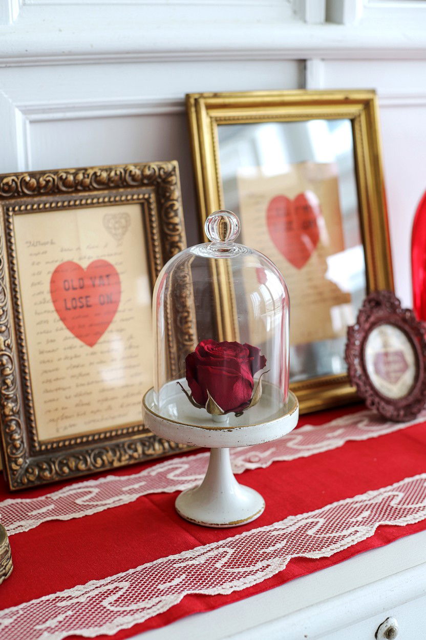 Vintage Valentine Display - 25 Valentine's Day Console Table Ideas