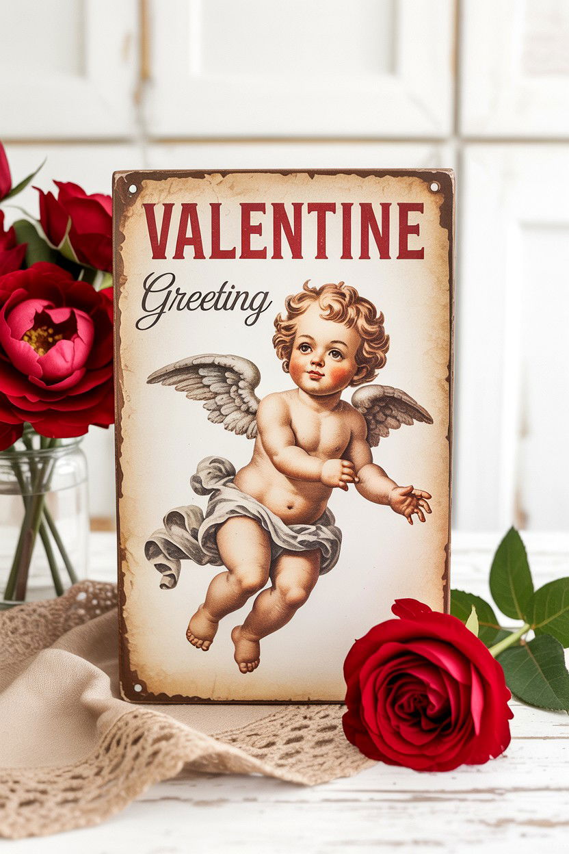 Vintage Valentine Greeting Sign - 25 Valentine's Day Sign Ideas