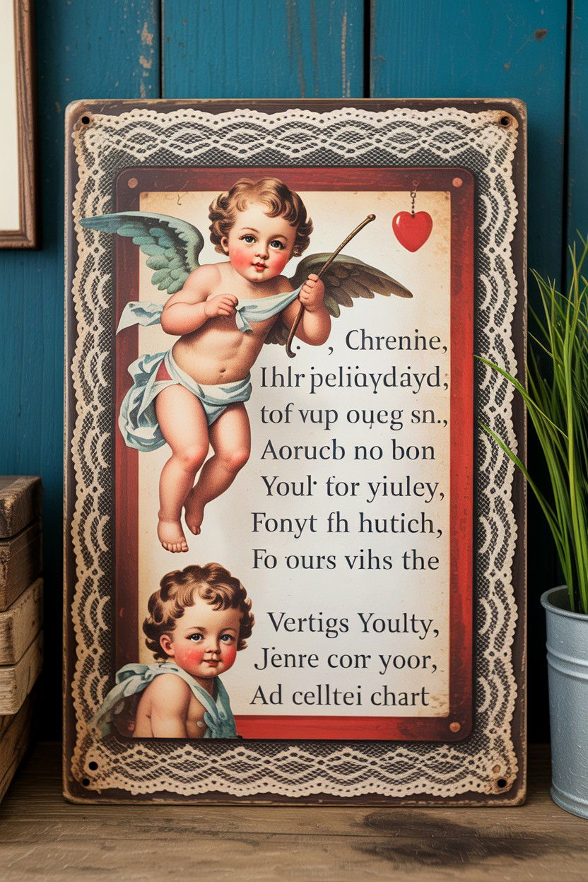 Vintage Valentine Postcard Sign - 25 Valentine's Day Door Sign Ideas