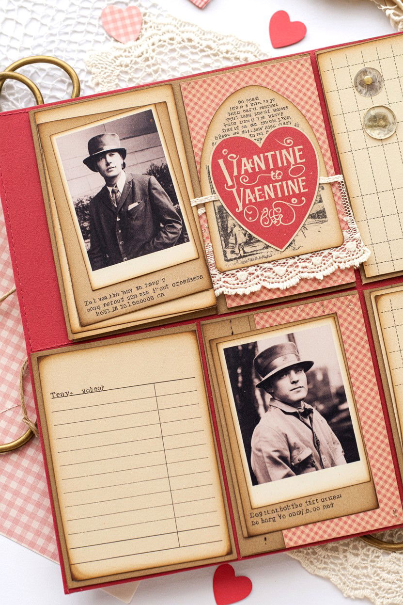 Vintage Valentine Scrapbook - 25 Valentine's Day Scrapbook Layout Ideas