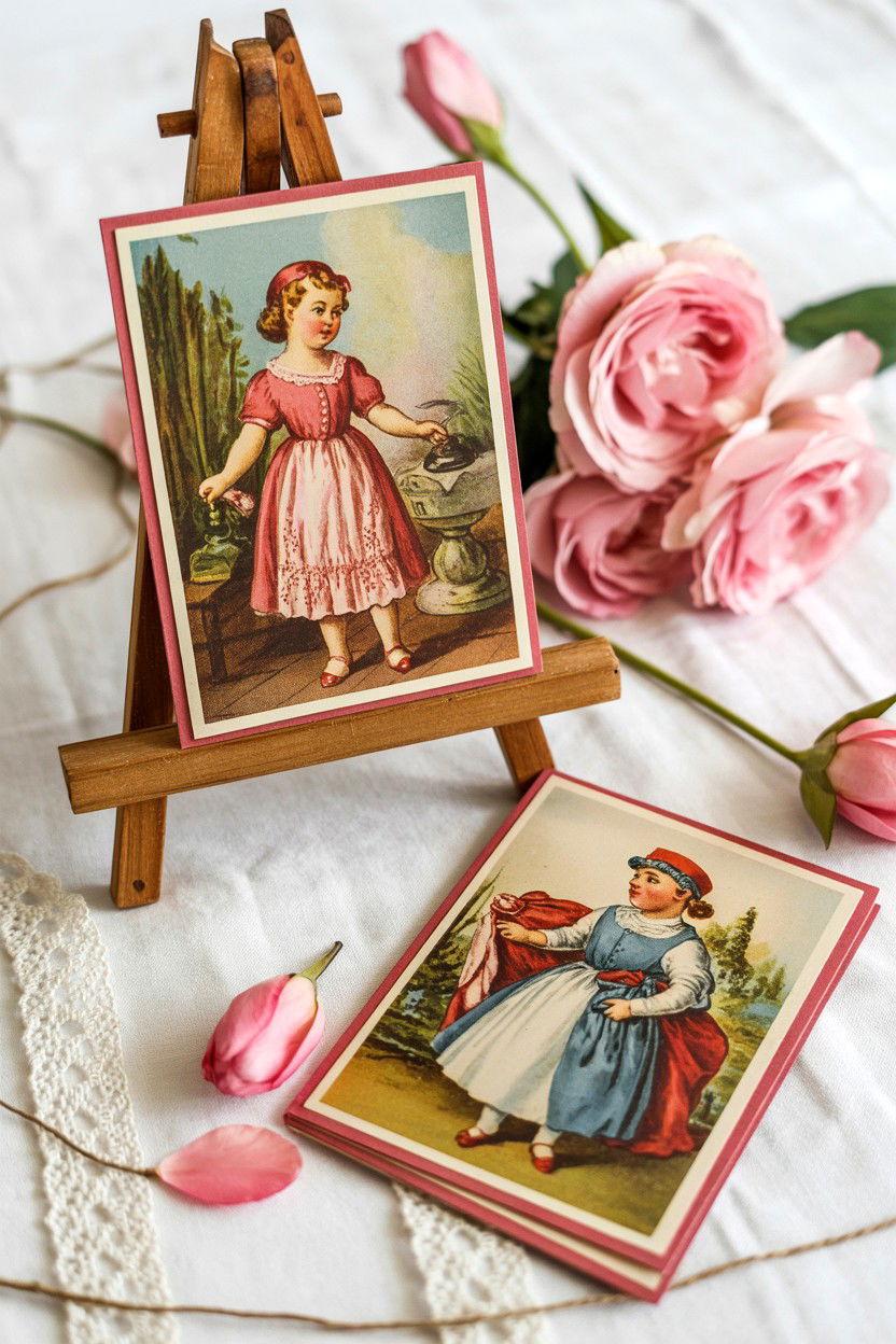 Vintage Valentine cards - 25 Valentine's Day Shelf Decor Ideas