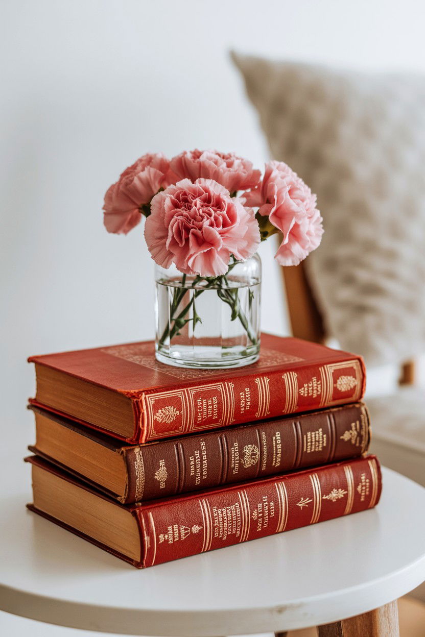 Vintage book table display - 25 Valentine's Day Centerpiece Ideas