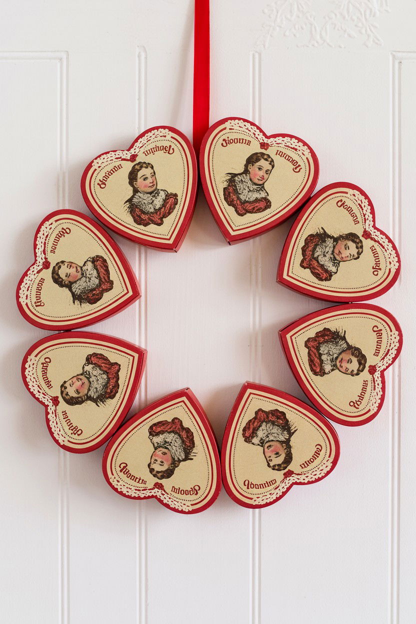 Vintage candy box wreath - 25 Vintage Valentine's Day Wreath Ideas