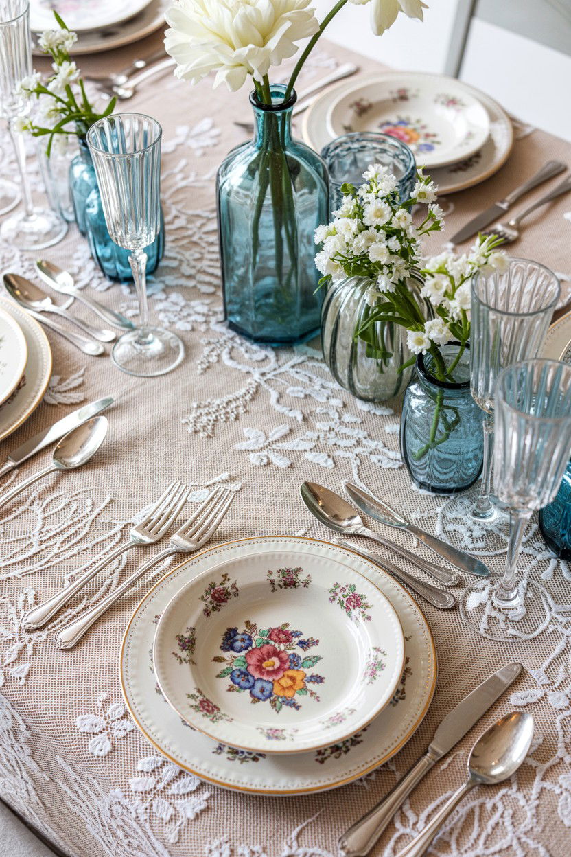 Vintage lace table decor - 25 Valentine's Day Place Setting Ideas