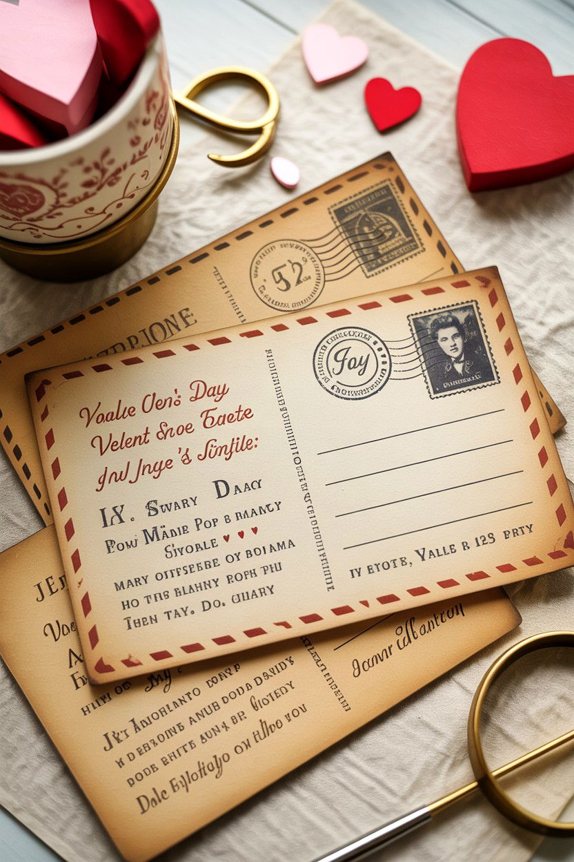 Vintage postcard invitation - 25 Valentine's Day Party Invitation Ideas