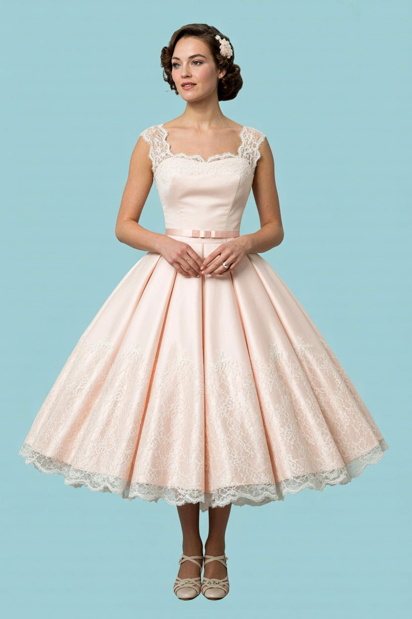 Vintage tea length bridal dress - 25 Valentine's Day Wedding Dress Ideas