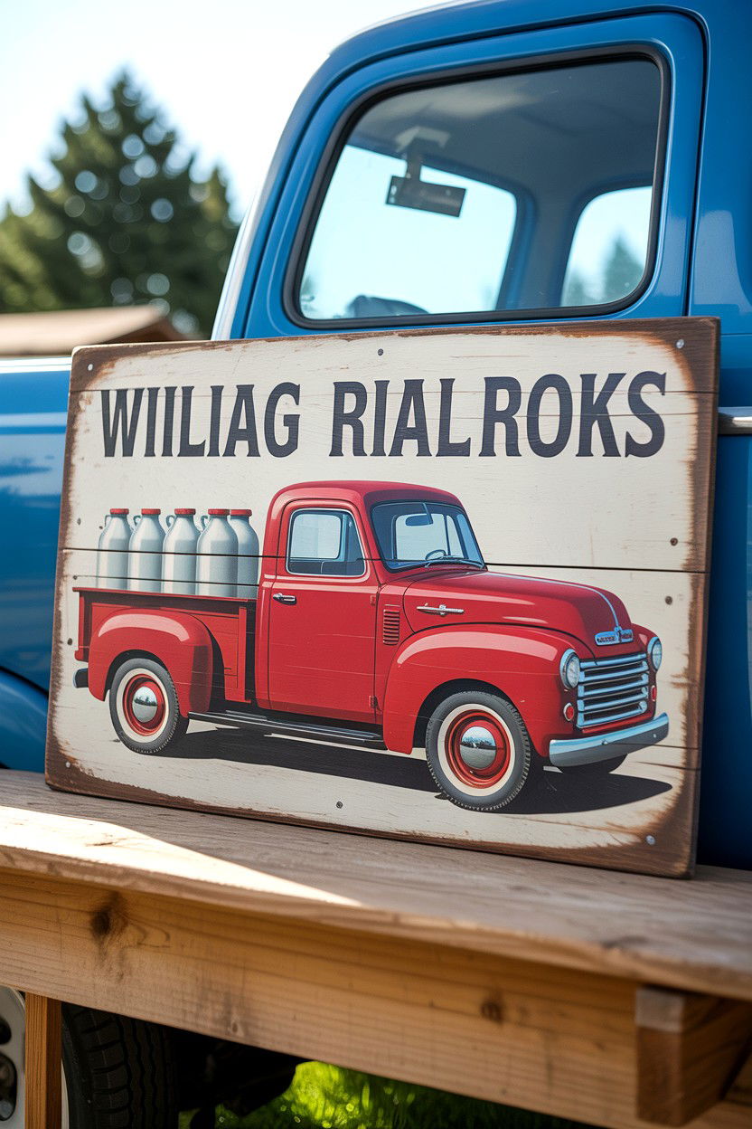 Vintage truck sign - 25 Valentine's Day Welcome Sign Ideas