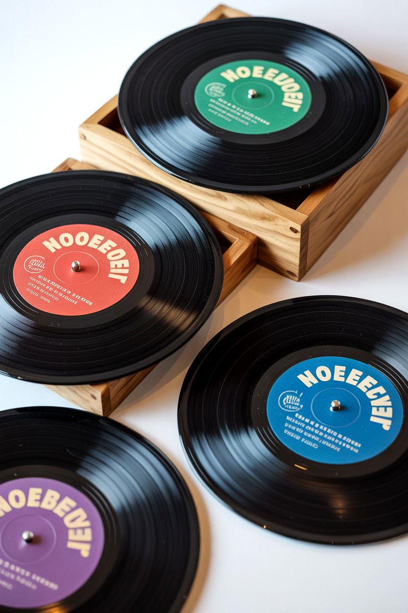 Vinyl Record Coasters - 25 Valentine's Day Playlist Gift Ideas
