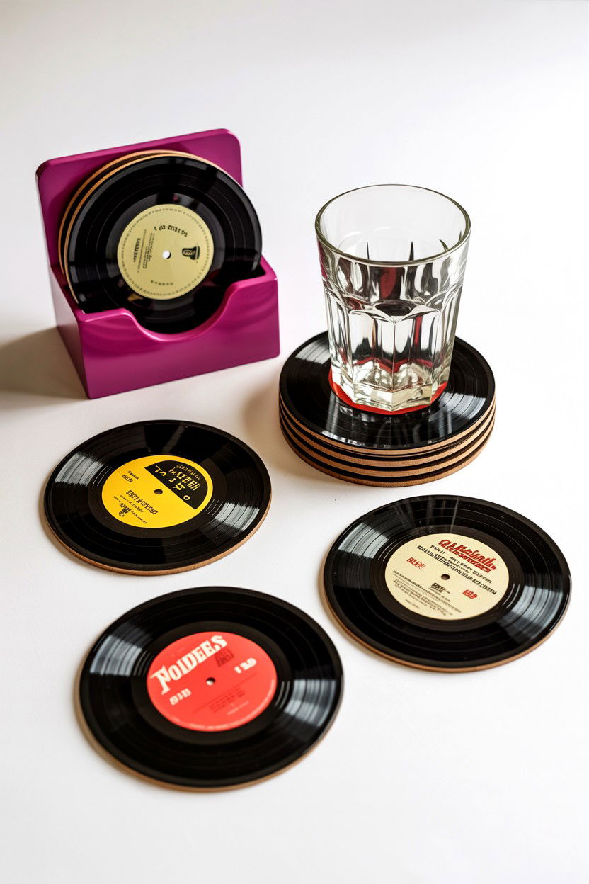 Vinyl Record Coasters - 25 Music Lover Valentine's Day Gifts for Him