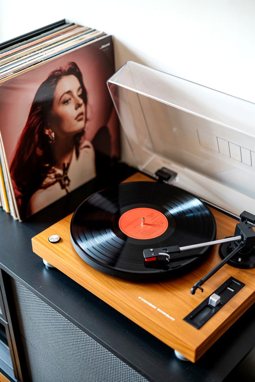 Vinyl Record Player Setup - 25 Valentine's Day Indoor Photo Ideas