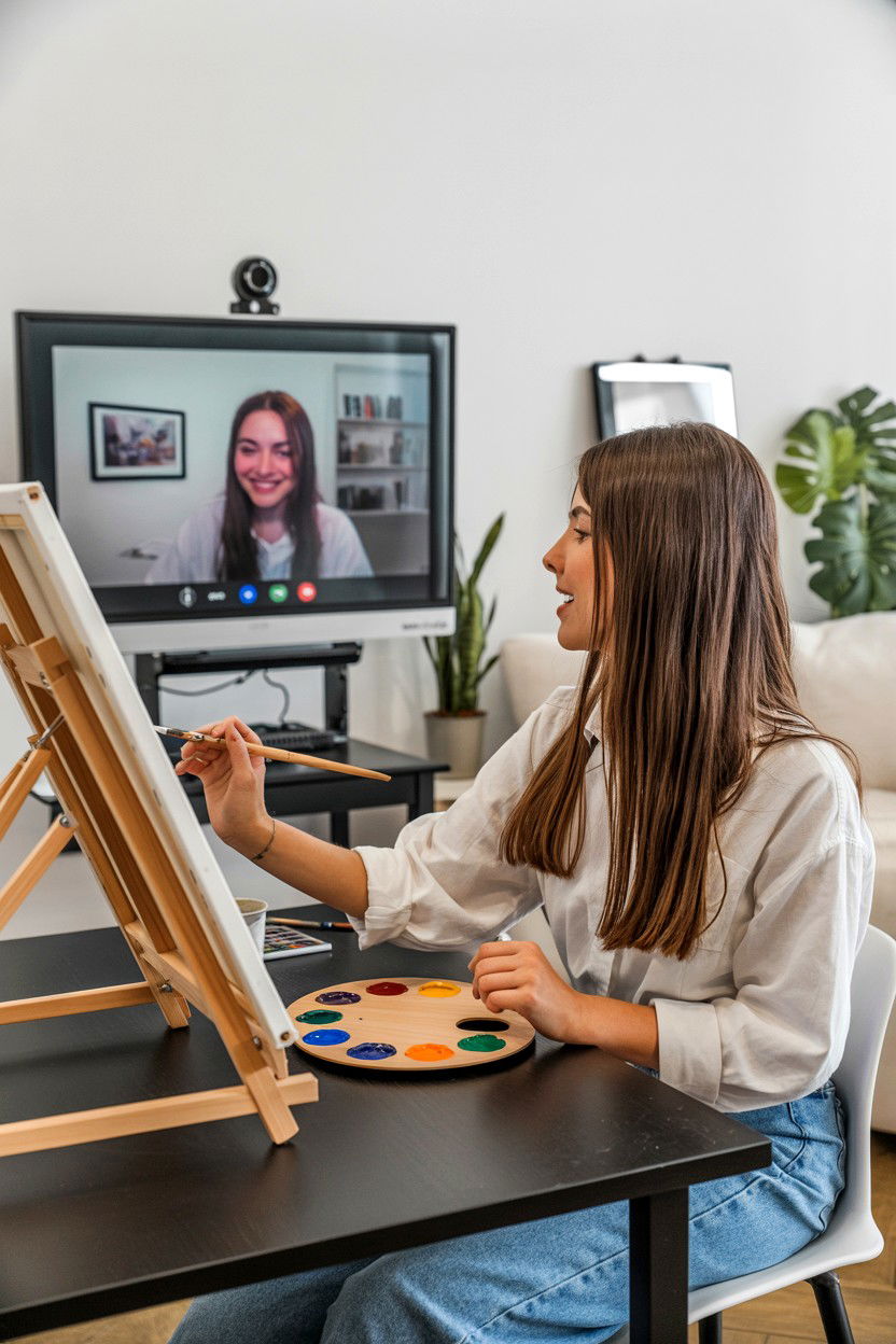 Virtual Painting Session - 25 Long Distance Valentine's Day Game Night Ideas